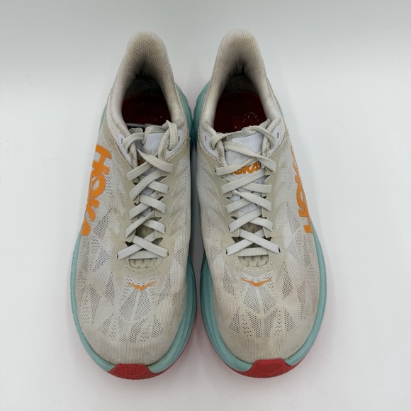 Hoka One One Carbon X 2 Running Shoes Womens 6.5 B White/Blazing Orange - Picture 2 of 8